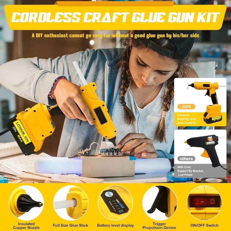 Original Cordless Electric Han - Hot Melt Glue Gun Cordless 评论和价格
