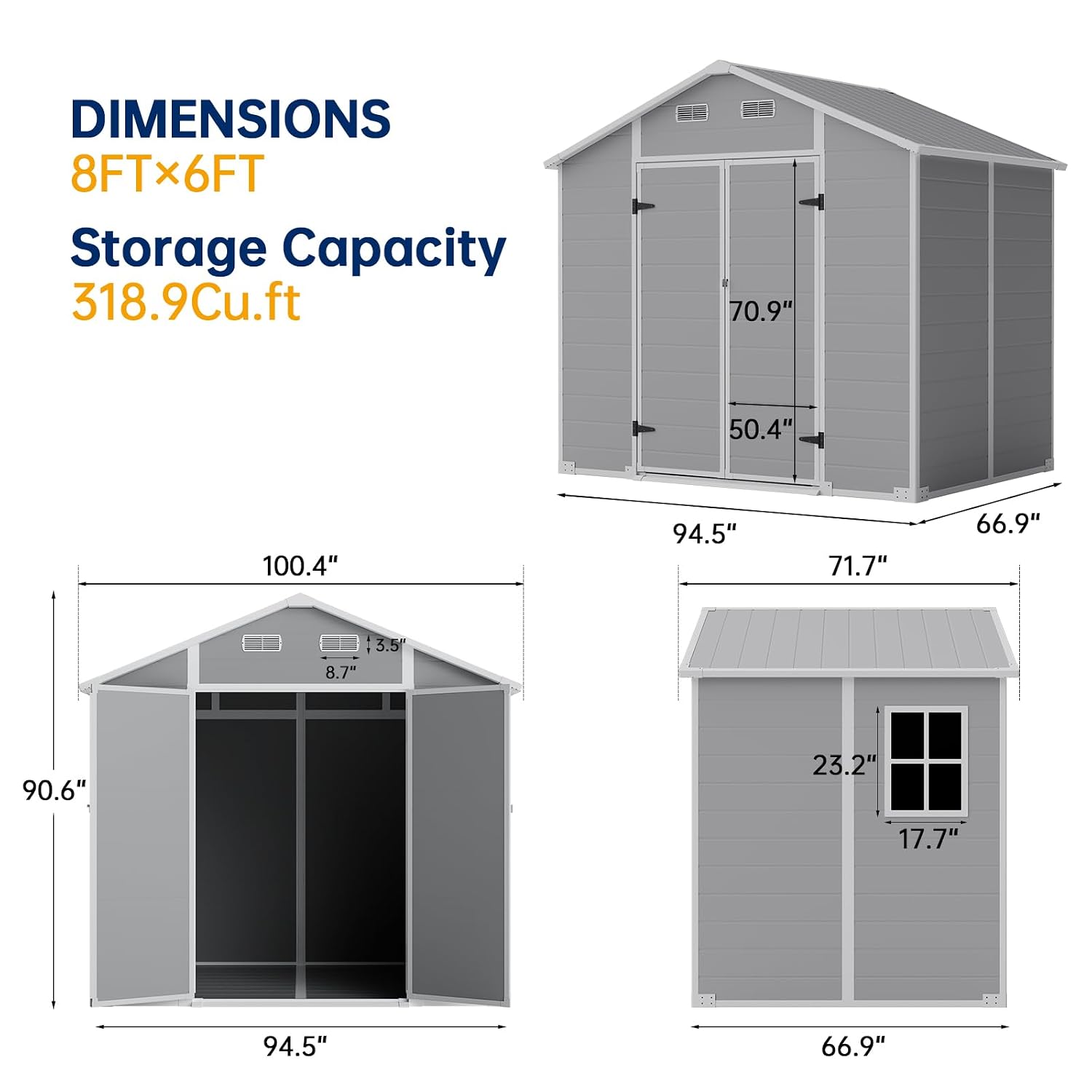 8x6 FT Outdoor Storage Shed wi - Garden Tools 评论和价格