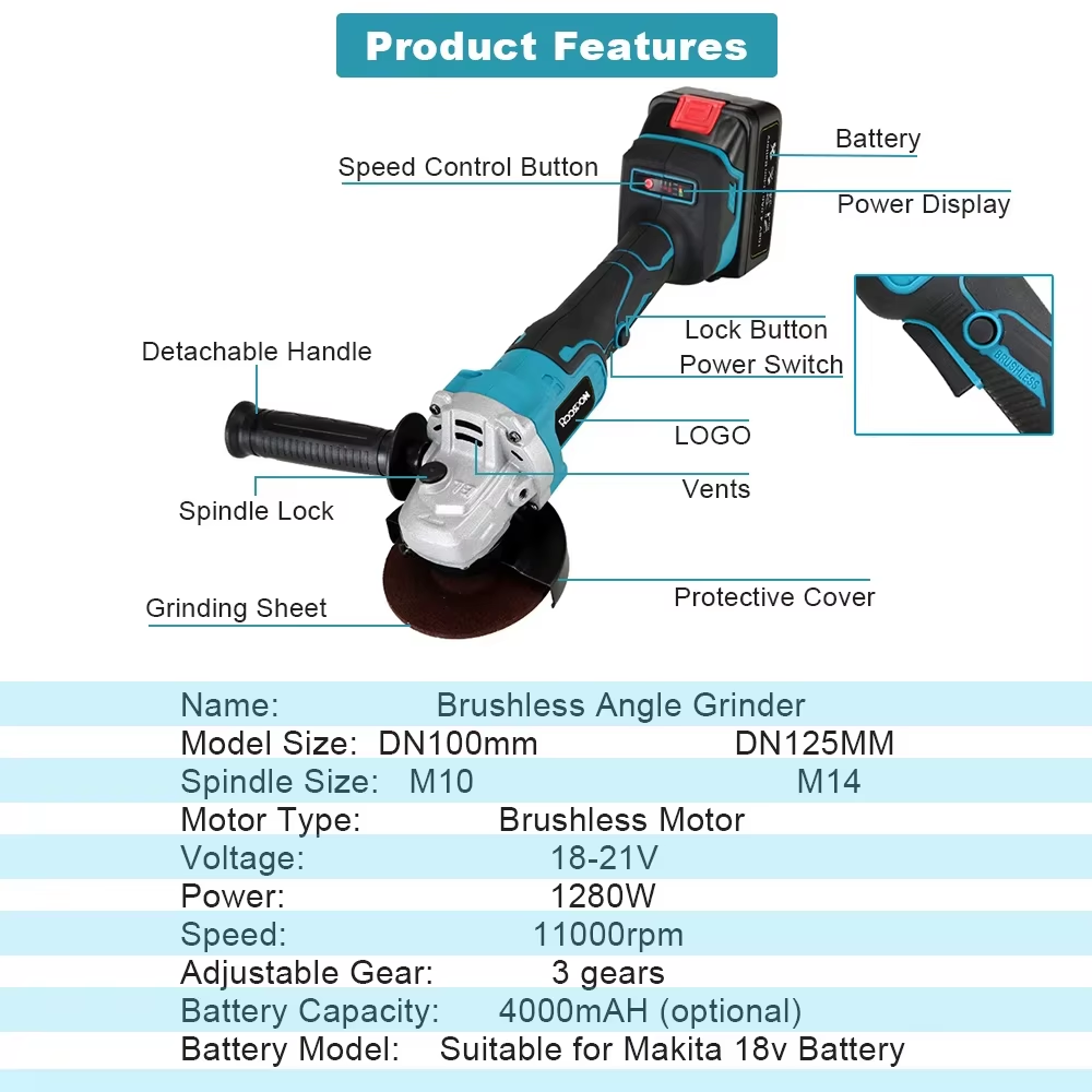 125/100mm  Angle Grinder Brush - Brushless Angle Grinder Battery Powered 评论和价格