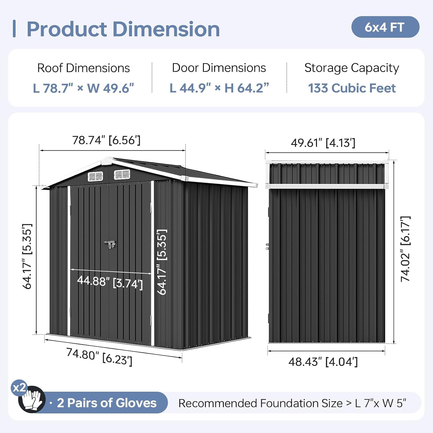 6x4FT Outdoor Storage Shed Wat - Garden Tools 评论和价格