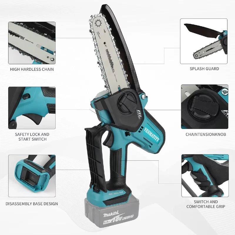 VESMATITY 6 Inch Cordless Elec - Mini Electric Chainsaw 6 Inch 评论和价格