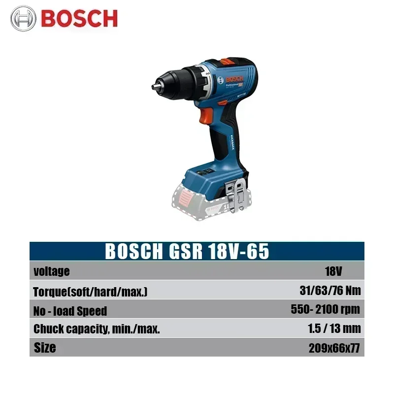 Bosch GSR 18V-65 Brushless Cor - Brushless Cordless Electric Drill 18V 评论和价格
