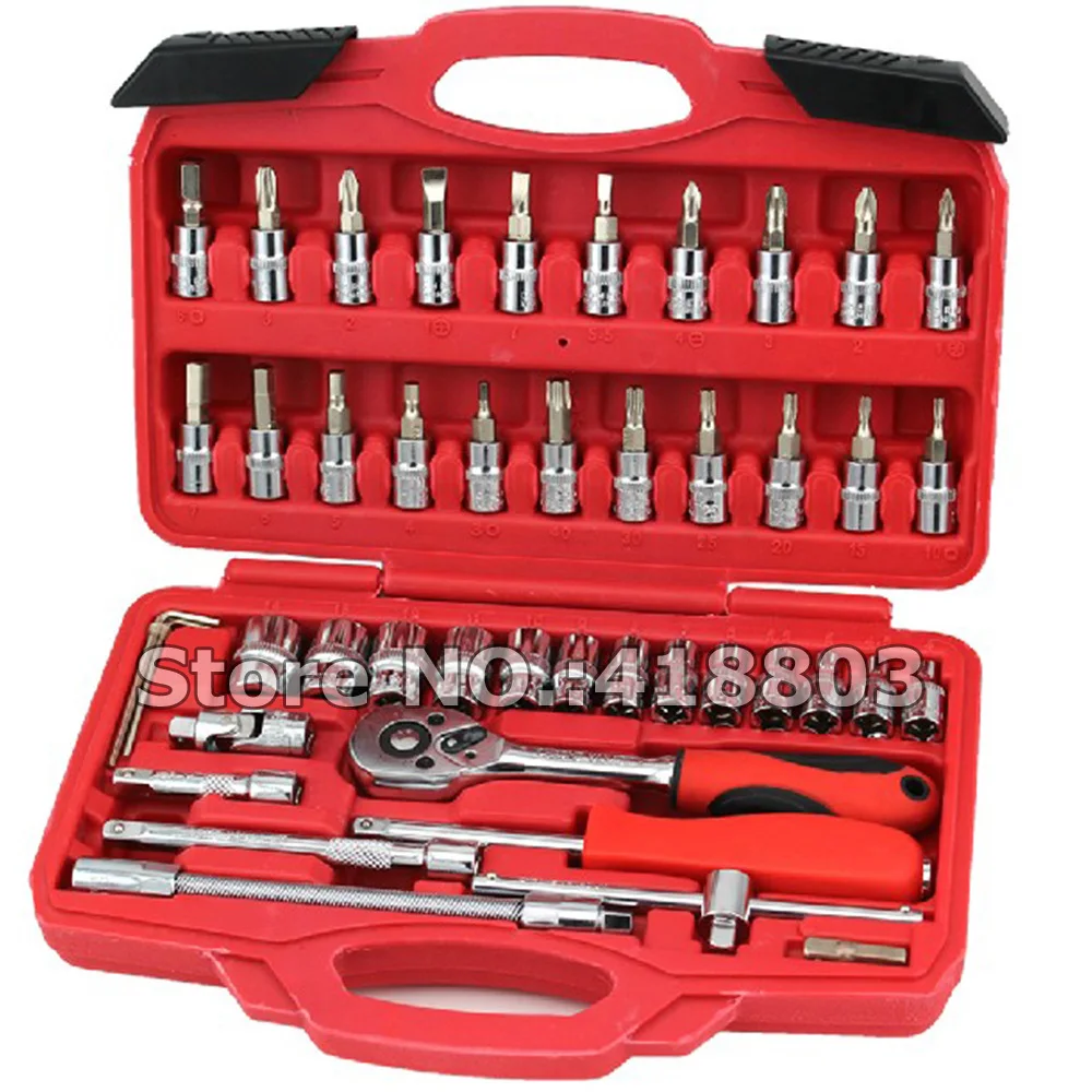 46 Pcs Tool Box 1/4 DR Motorcy - Hand Tools 评论和价格
