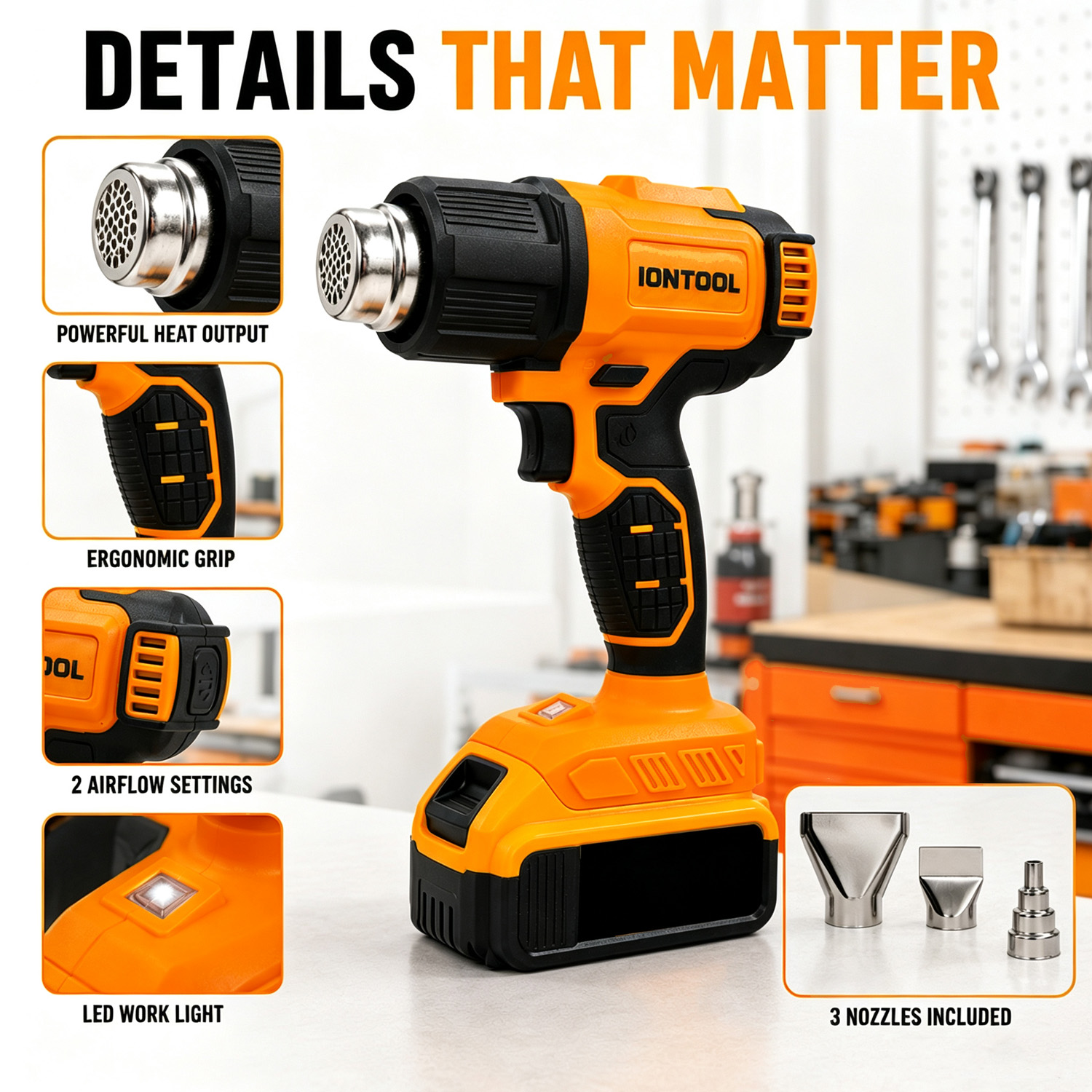 IONTOOL Cordless Heat Gun 550℃ - Cordless Heat Gun For Shrink Tubing 评论和价格