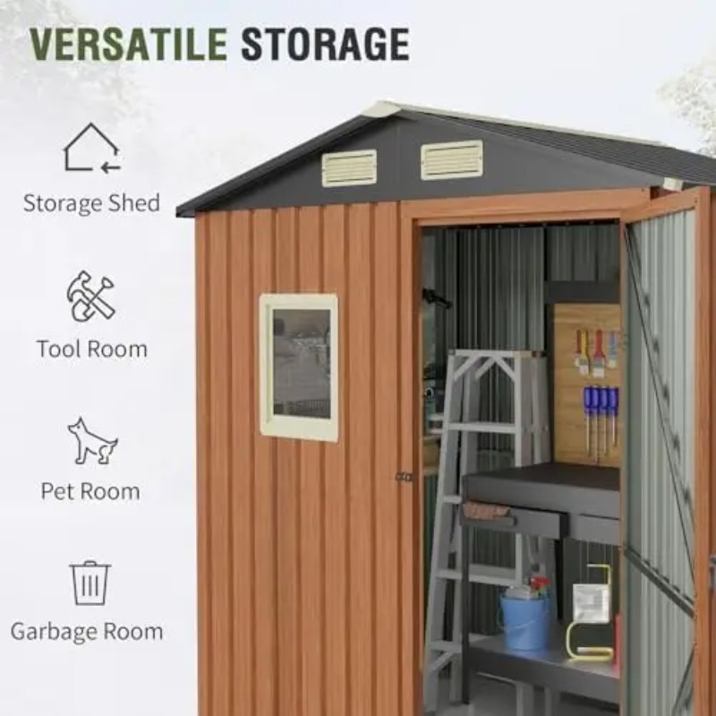Outdoor Storage Shed 6x4 Ft, L - Garden Tools 评论和价格